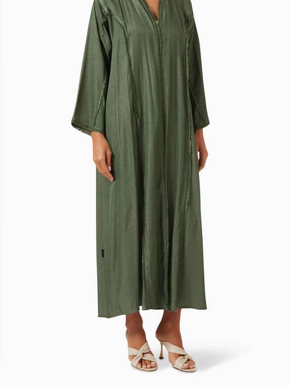 Frayed-trim Abaya-