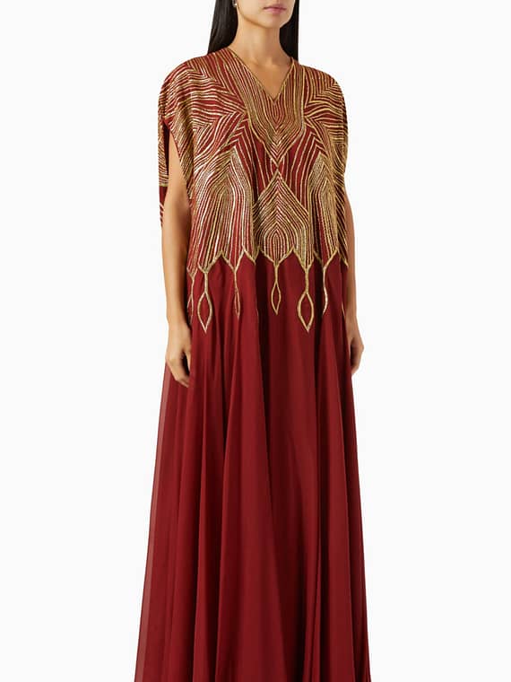 Heavy Embellished Kaftan in Silk-crepe-new
