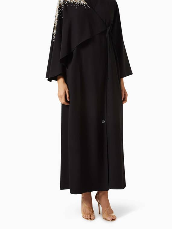 Leya Crystal and Floral Embellished Abaya-