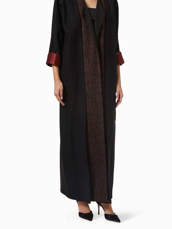 Metallic Panel Abaya in Wool-