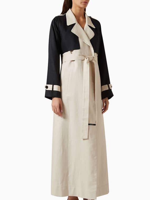 Nero Two-tone Trench Coat Abaya-