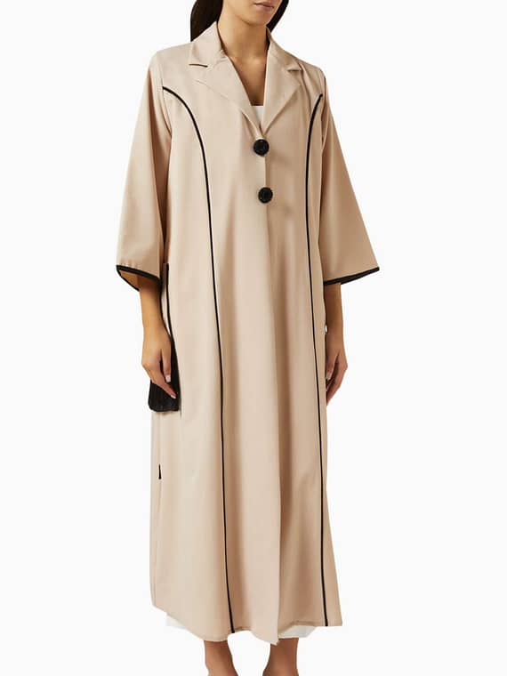 Notched-collar Abaya-