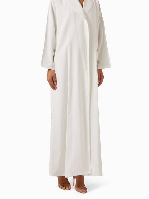 Peak Lapel Jacket Abaya in Crush Cotton-