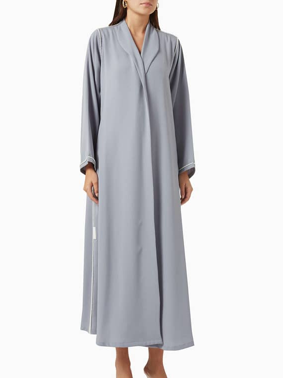 Pearl-trim Zainah-cut Abaya-