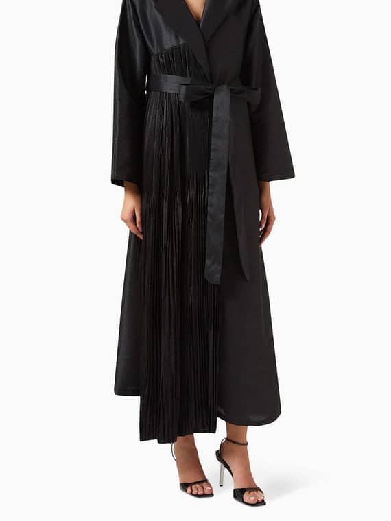 Pleated Abaya in Silk-