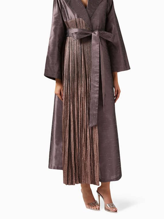 Pleated Abaya in Silk-