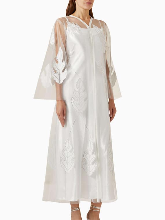 Rhinestone-embellished Abaya in Tulle-