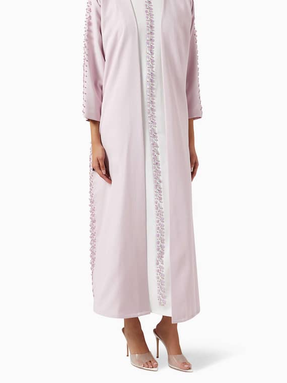 Sequin-embellished Abaya in Crepe-