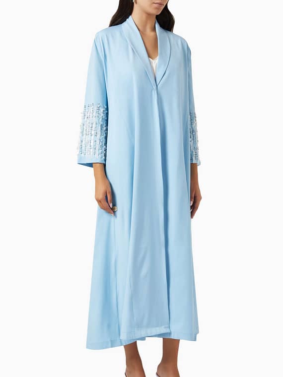 Sequin-embellished Abaya in Taffeta-