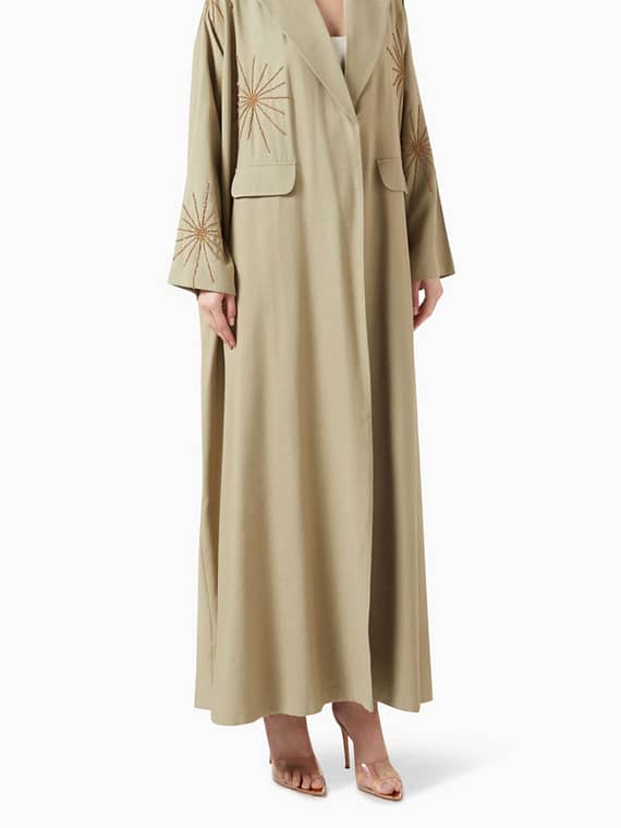 Star Burst Abaya in Crushed Cotton-