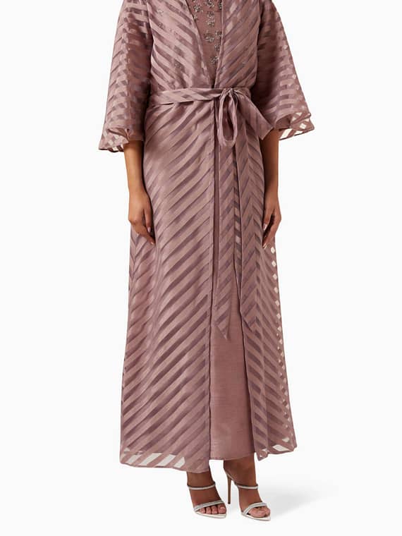 Striped Abaya in Organza-
