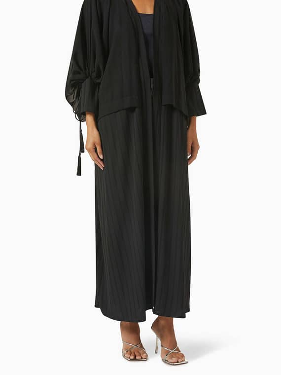 Striped Long-sleeve Abaya-