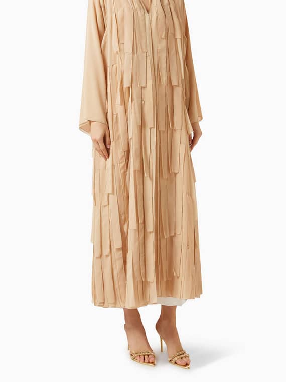 Stylish Fringed Abaya in Chiffon-