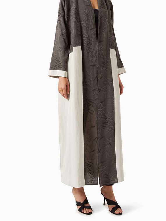 Textured Two-tone Abaya in Tencel-linen & Japanese Crepe-