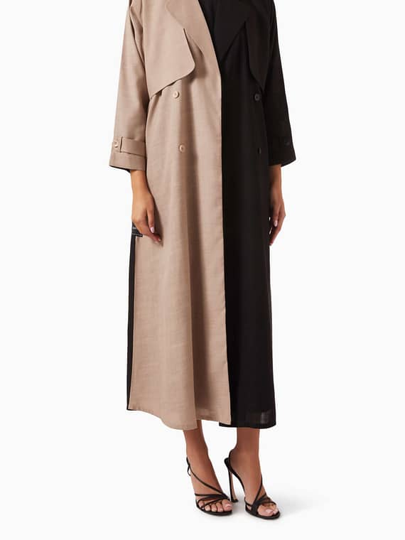 Trench Coat-style Abaya in Linen-