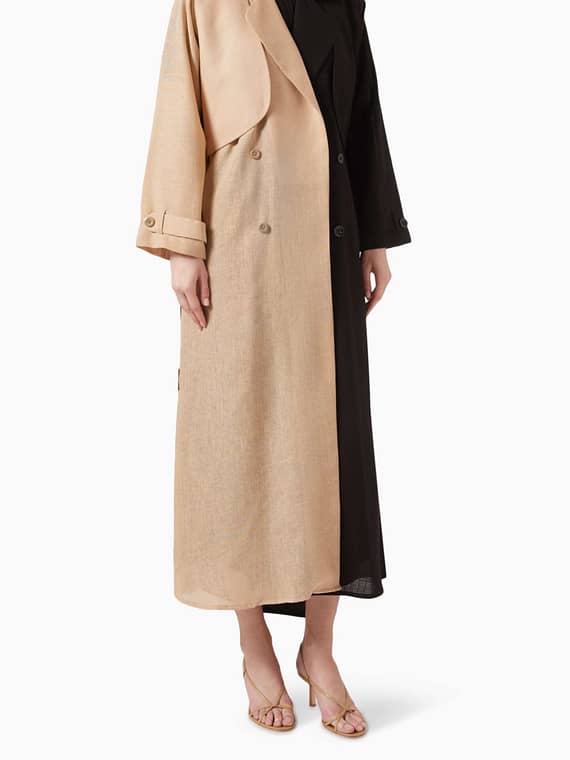 Trench Coat-style Abaya in Linen-