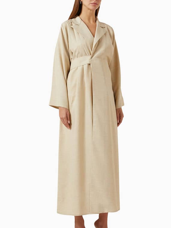 Trench-coat Abaya in Linen-