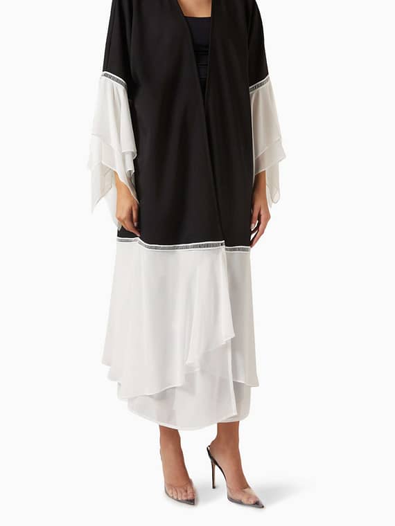 Two-tone Ruffled Abaya-