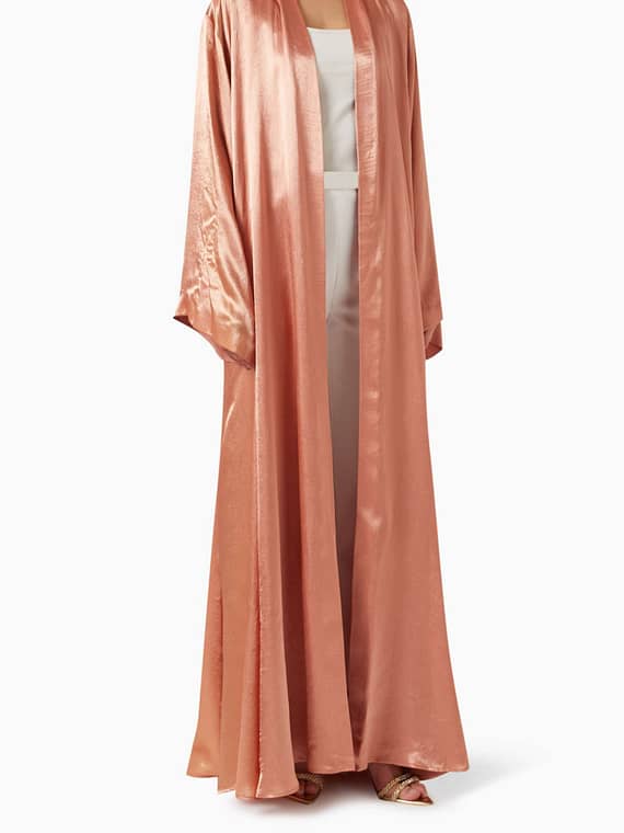 Wide-sleeved Wrap Abaya in Satin-