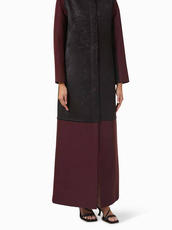 Winter Colour-block Abaya in Scuba-
