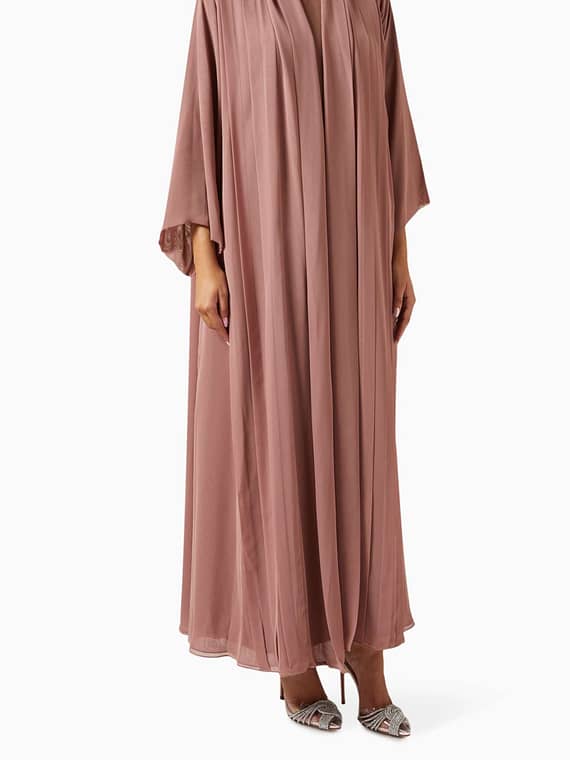 3-piece Shawl-collar Abaya Set in Chiffon-