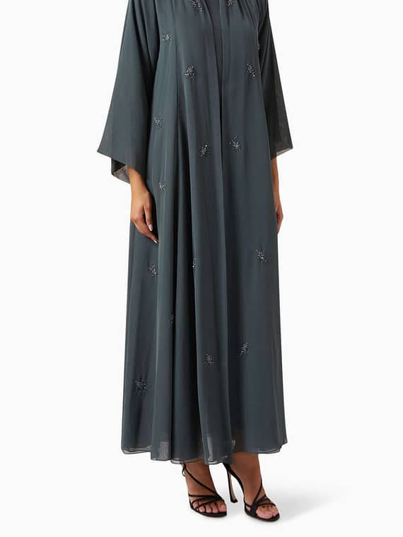 4-piece Embellished Abaya Set in Chiffon-