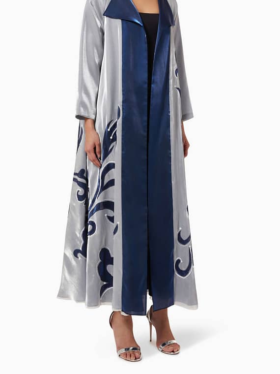 Colour-block Embroidered Abaya in Organza-