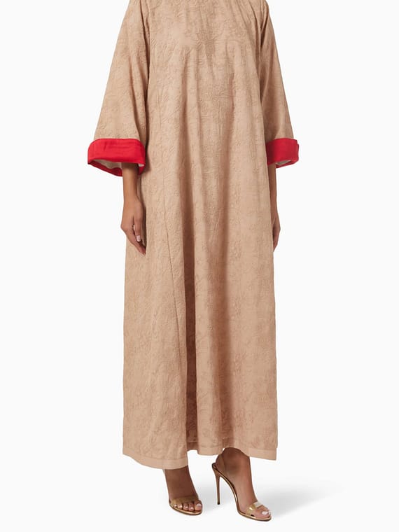 Embroidered Kaftan in Cotton-