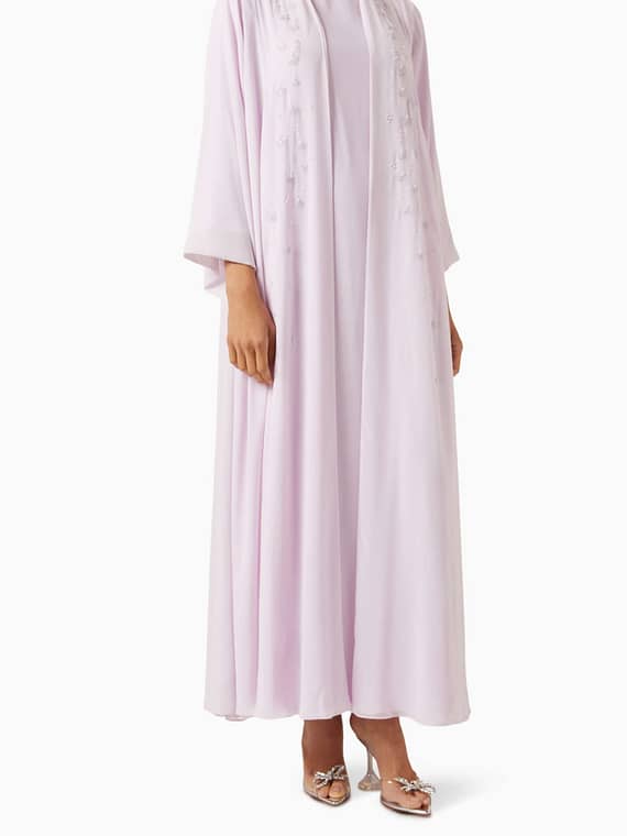 3-piece Embellished Abaya Set in Chiffon & Satin-