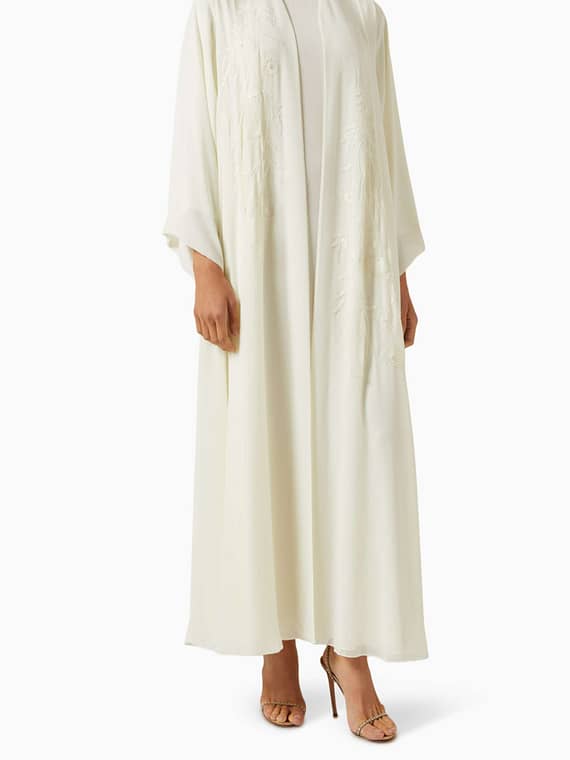 3-piece Embellished Abaya Set in Chiffon & Satin-
