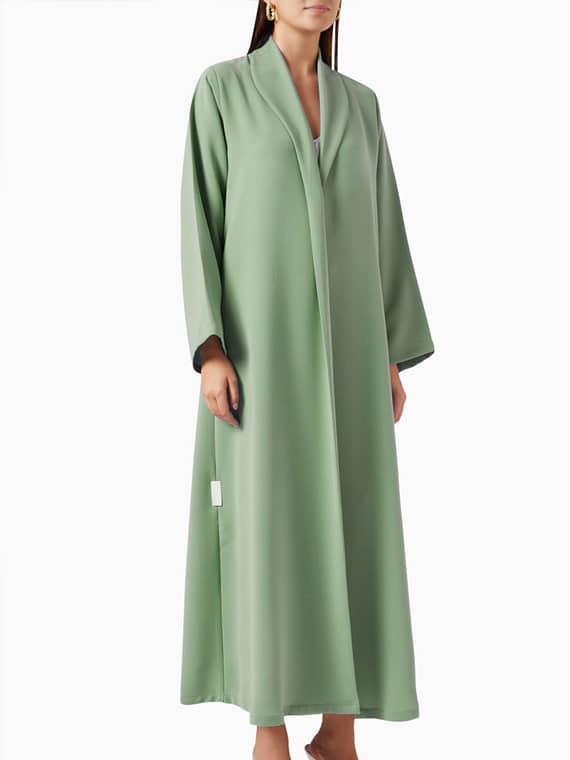 Collared Abaya in Poly-crepe-