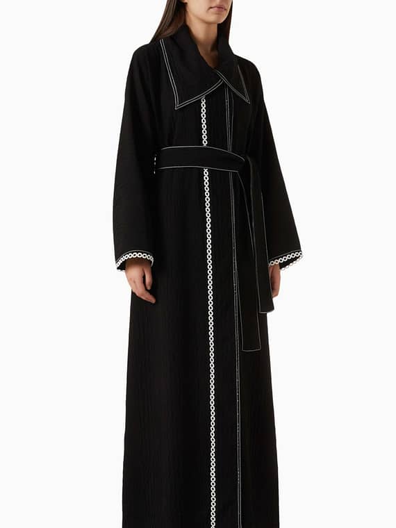 Contrast-stitch Embroidered Abaya-