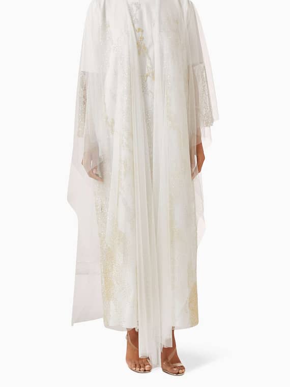 Curved06 Embellished Abaya Set in Tulle-