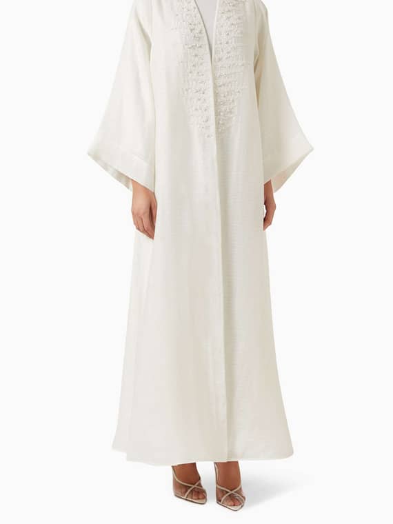 Embellished Abaya & Dress Set in Cotton-organza-