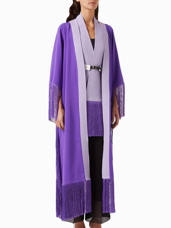Embellished Fringe Cardigan in Crepe-