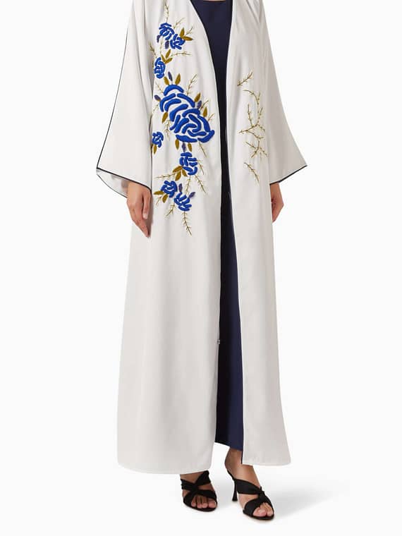 Embroidered Abaya & Dress Set in Crepe-