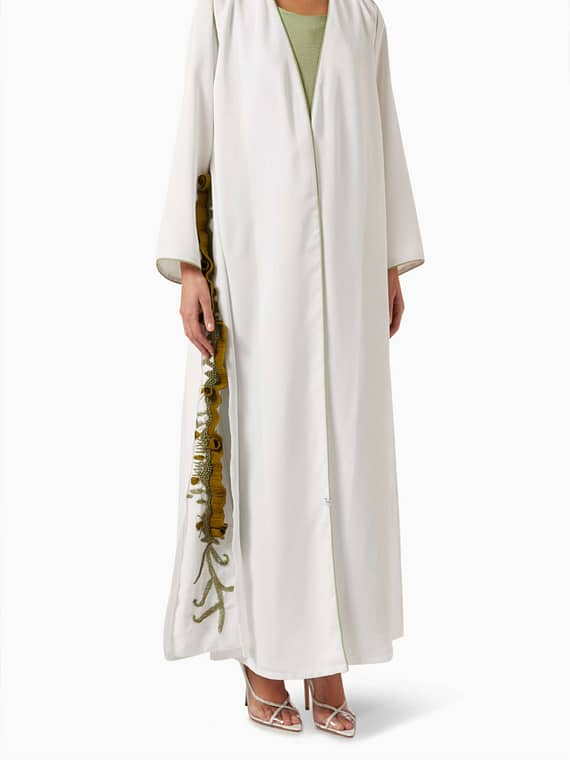 Embroidered Abaya & Dress Set in Crepe-