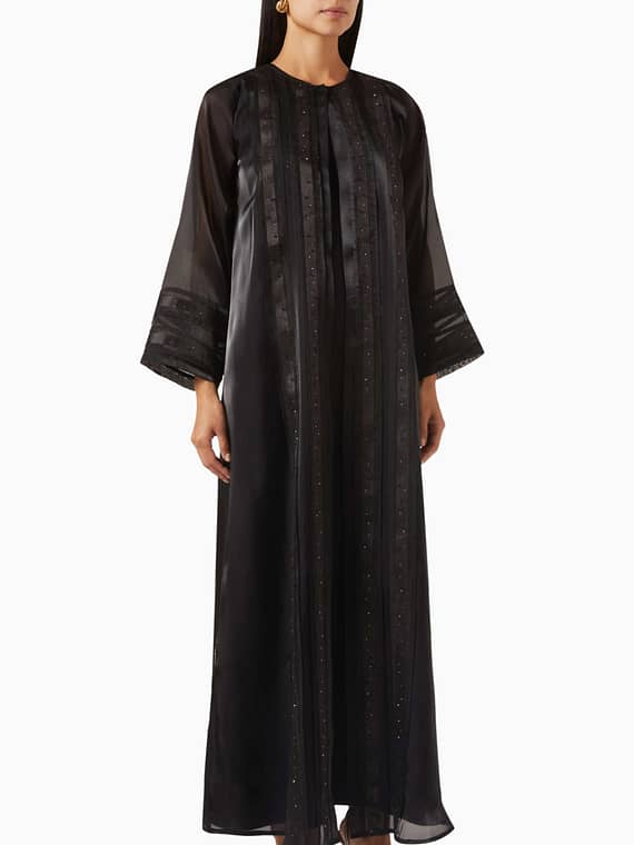 Embroidered Abaya Set in Organza-