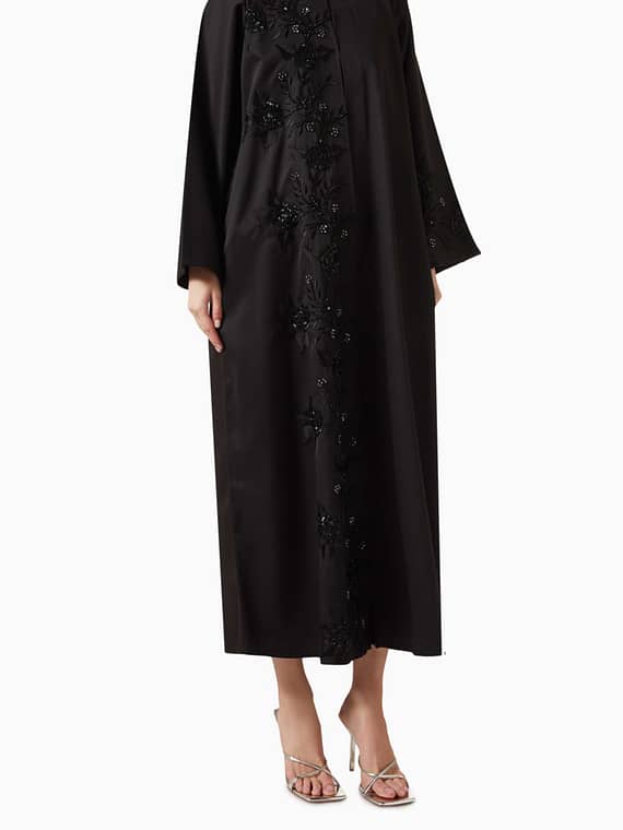 Floral Bead-embellished Abaya-