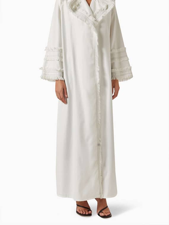 Fringe Abaya in Gabardine-