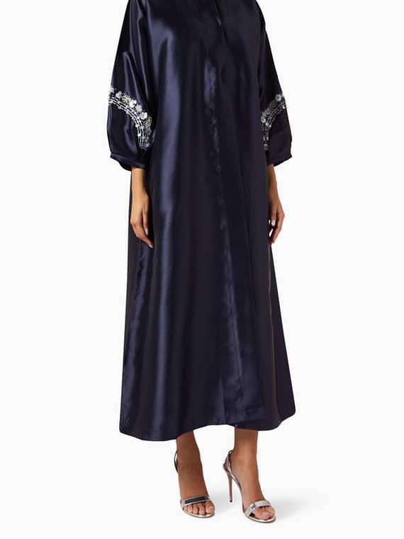 Hand-embroidered Sleeves Abaya in Crepe-