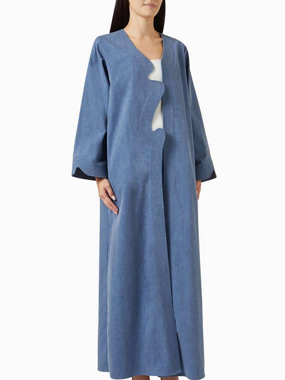 Outline Cloud Abaya in Denim-blend-