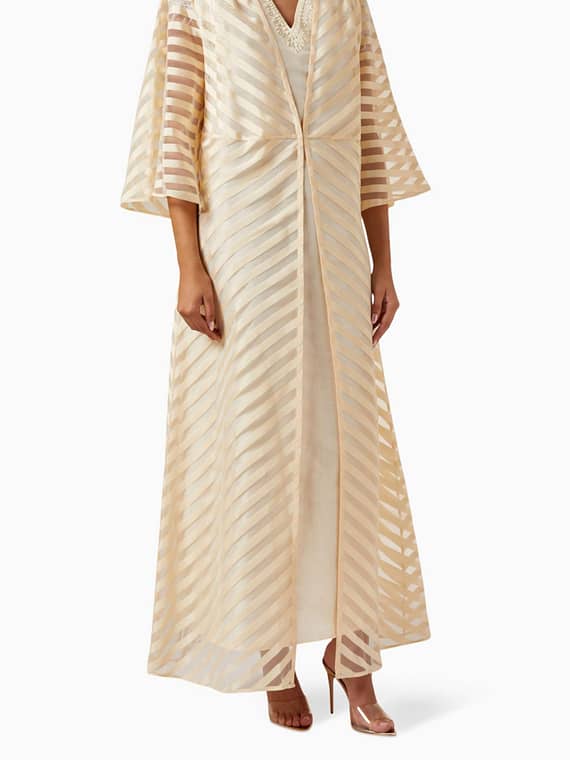 Striped Abaya in Organza-