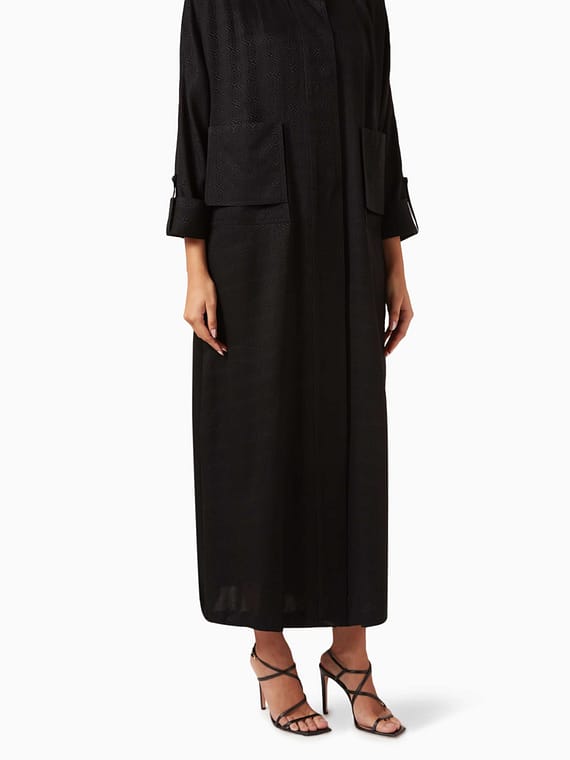 Textured Trench Abaya-