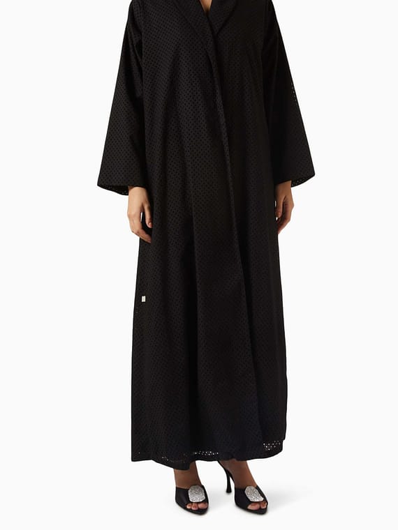 Zainah-cut Abaya in Broderie Anglaise-